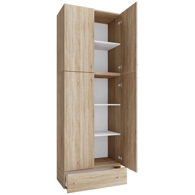 Schuhschrank Lona Xxl Eiche Dekor 4-Türig, 1 Lade B: 70 Cm