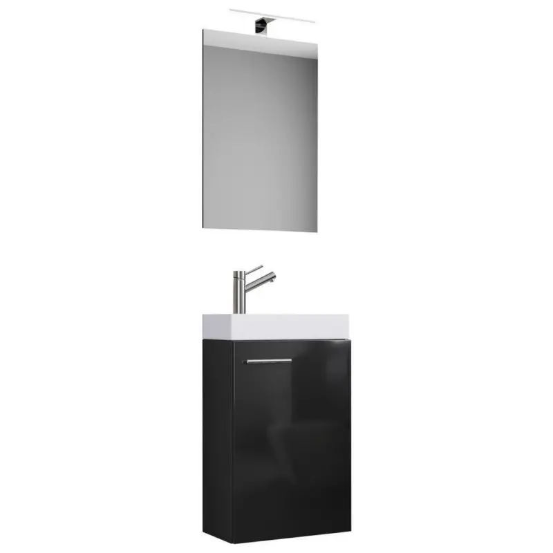 Gästebad 4-tlg. Inkl. Led Hängend Slito Schwarz