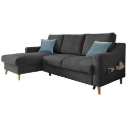 Ecksofa mit Bettkasten Valentina Schwarz Massiv