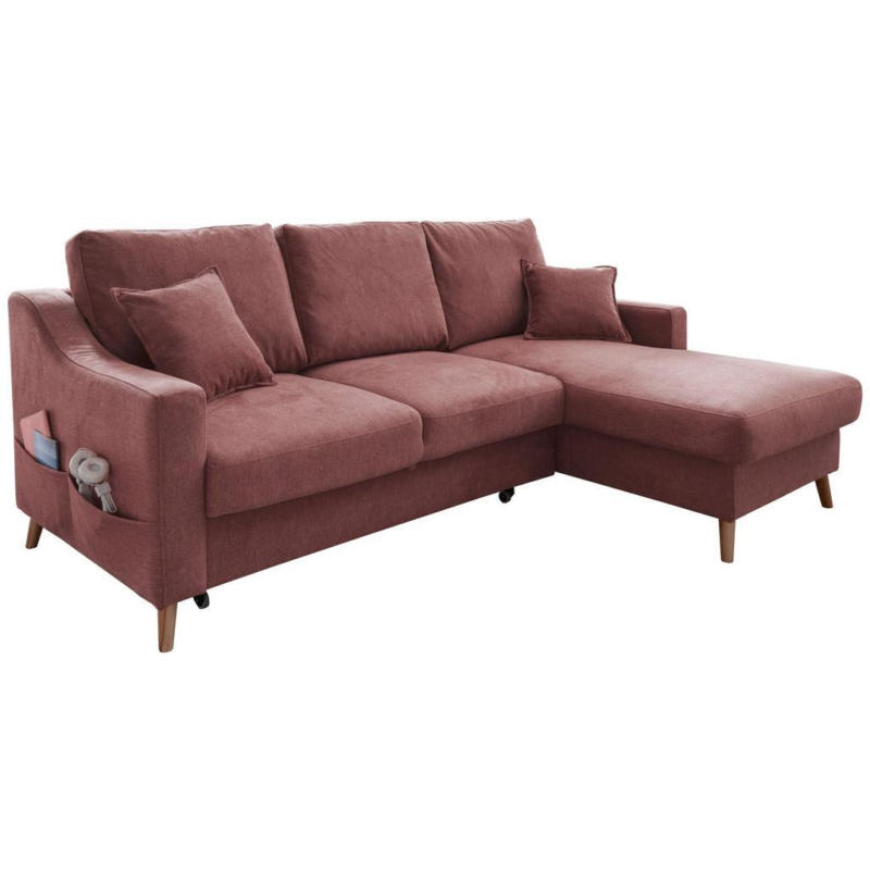 Ecksofa Mit Schlaffunktion Valentina Mit Kissen Rosa