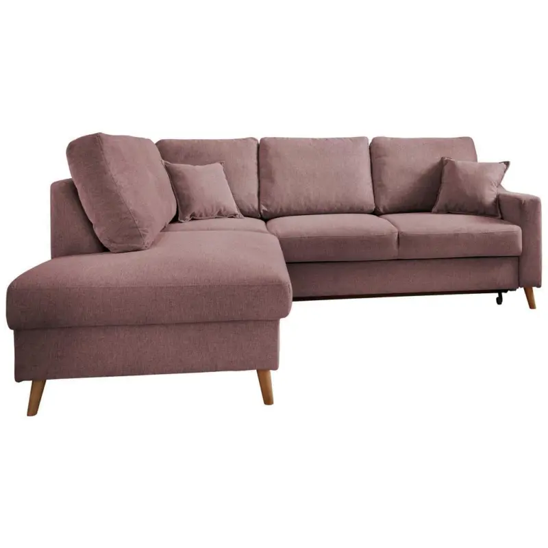 Ecksofa Mit Schlaffunktion Valentina Mit Kissen Rosa