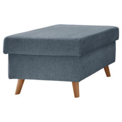 Hocker Valentina Buche Blau Siltz Gepolstert H: 43 Cm