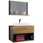 Möbelix Badmöbel-set 3-tlg. Lendas B: 80 Cm Anthrazit/eiche Dekor