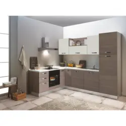 Ecksküche Sofia Mit Kühlschrank 195x270 Cm Ulmefarben/weiß