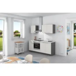 Küchenzeile Base Ohne Geräte 200 Cm Weiß/anthrazit