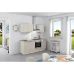 Möbelix Küchenzeile Base Ohne Geräte 200 Cm Magnolia/crema/eiche