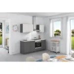 M&ouml;belix K&uuml;chenzeile Base Ohne Ger&auml;te 200 Cm Wei&szlig;/anthrazit