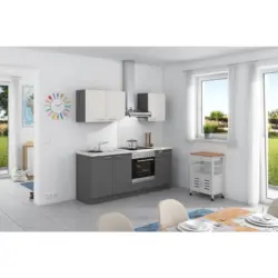 K&uuml;chenzeile Base Ohne Ger&auml;te 200 Cm Wei&szlig;/anthrazit