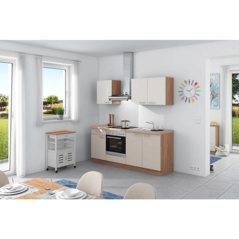 Küchenzeile Base Ohne Geräte 200 Cm Weiß/creme