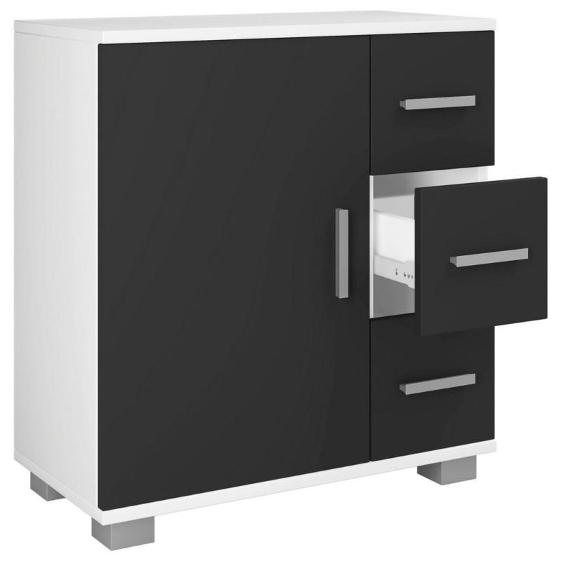 Waschbeckenunterschrank Zalo Xl B: 60 Cm Schwarz/weiß