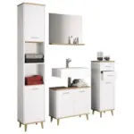 Möbelix Bademöbel-set 4-tlg. Landos B: 144 Cm Weiß/eiche Dekor