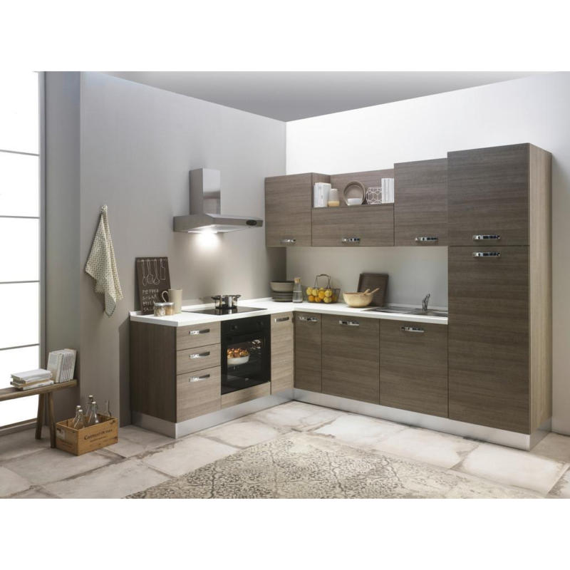 Einbauküche Eckküche Möbelix Sofia Mit Kühlschrank 195x270 Cm Silbereiche Dekor