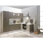 Möbelix Einbauküche Eckküche Möbelix Sofia mit Geräten 270x195 cm Weiß/Eiche Dekor