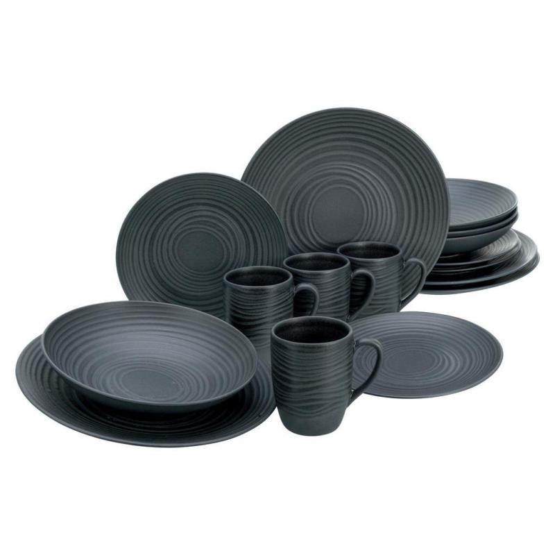 Kombiservice Lava Stone Keramik 4Personen Geschirr Set