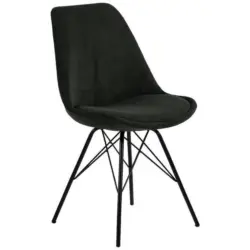 Esszimmerstuhl Eris Schwarz/ Dunkelgrün Gepolstert