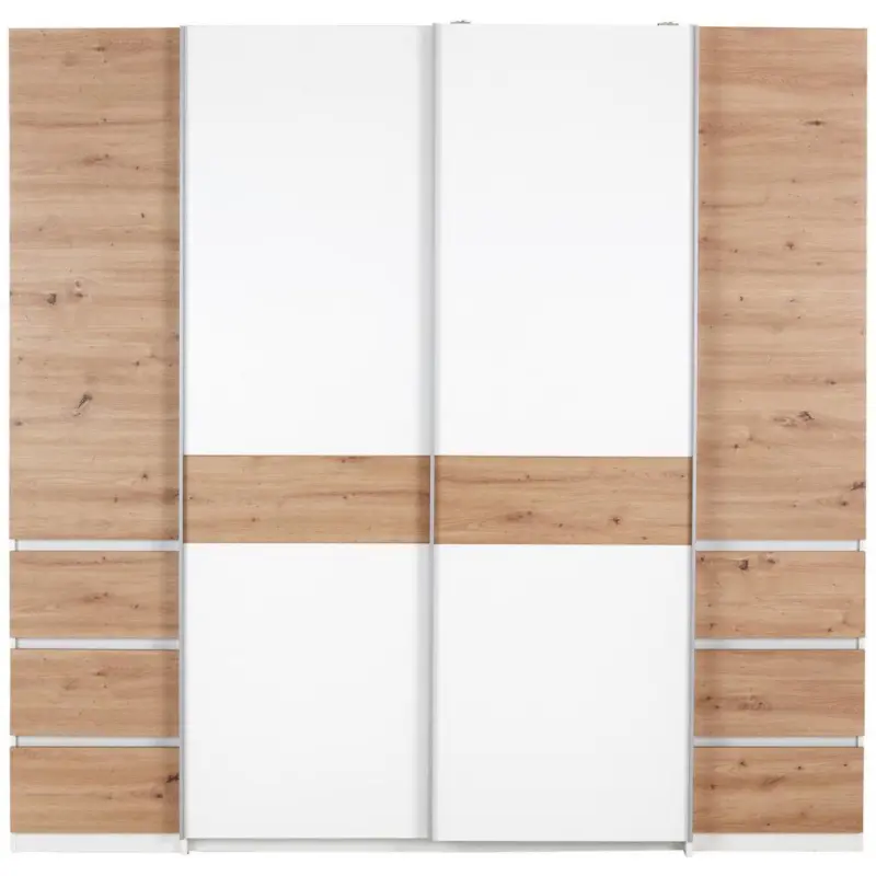 Drehtürenschrank Mit Laden B: 215 Cm Fabio Weiß/eiche Dekor