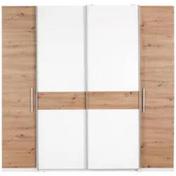 Drehtürenschrank B: 215 cm Fabio Weiß/Eiche Artisan Dekor