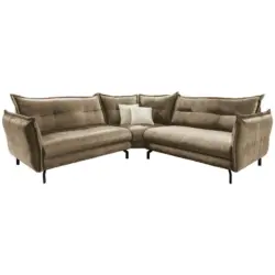 Ecksofa Mit Armteilverstellung Lava Hellbraun Webstoff