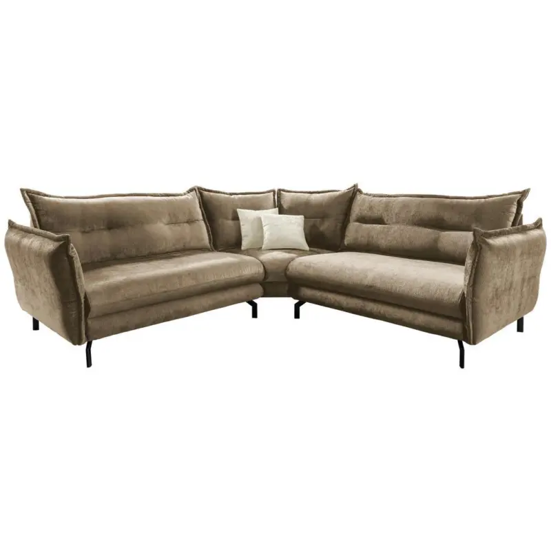 Ecksofa Mit Armteilverstellung Lava Hellbraun Webstoff