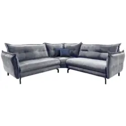 Ecksofa Mit Armteilverstellung Lava Blau/grau Webstoff