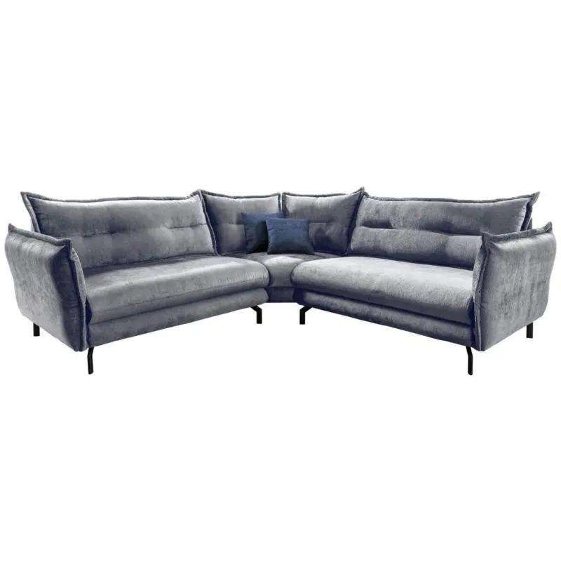 Ecksofa Mit Armteilverstellung Lava Blau/grau Webstoff