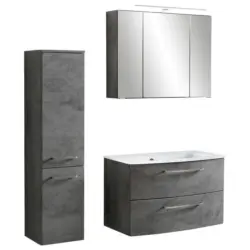 Badem&ouml;bel-set Stockholm B: 110 Cm Wei&szlig;/grau