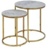 M&ouml;belix Beistelltisch 2-tlg. Alisma Wei&szlig;/goldfarben