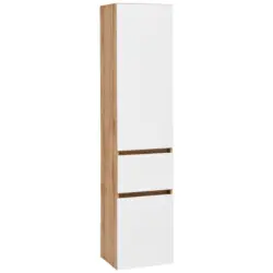 Hochschrank Kopenhagen B: 40 cm Weiß/Eiche Dekor