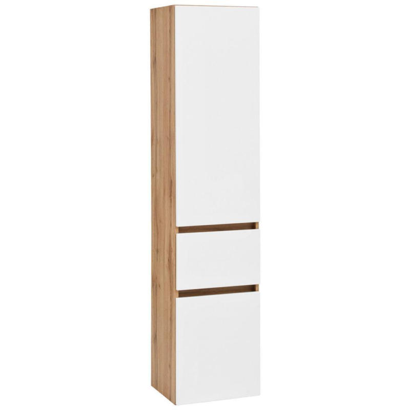 Hochschrank Kopenhagen B: 40 cm Weiß/Eiche Dekor