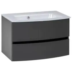 Waschbecken Mit Unterschrank Kopenhagen B: 80 Cm Grau/weiß