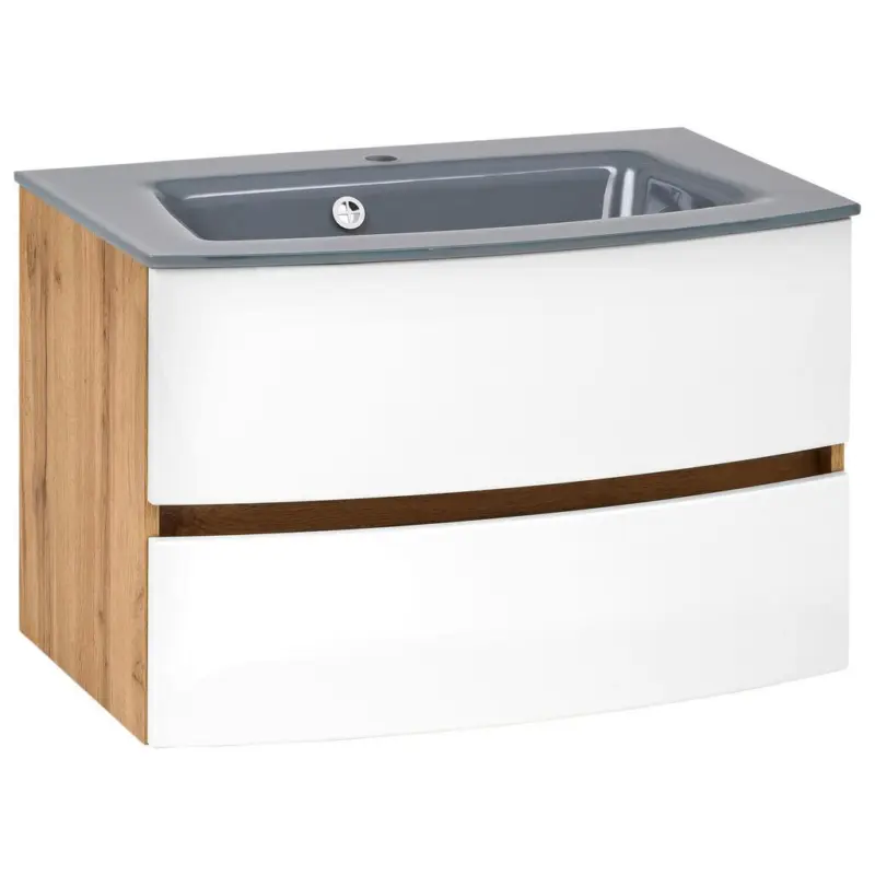 Waschbecken mit Unterschrank Kopenhagen B: 80 cm Wei&szlig;