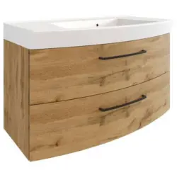 Waschbecken Mit Unterschrank Manchester B:100cm Eiche Dekor