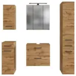 Möbelix Badmöbel-Set 5-Tlg. Manchester B: 120 cm Eiche Wotan Dekor