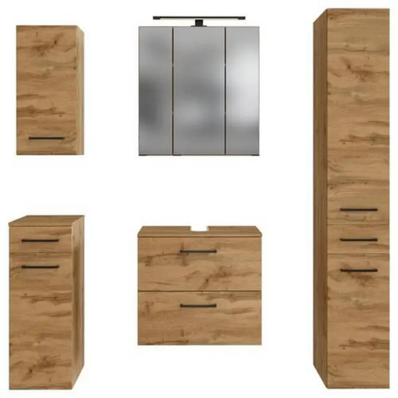 Badmöbel-Set 5-Tlg. Manchester B: 120 cm Eiche Wotan Dekor
