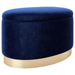 Hocker Rosanne Textil Blau Sitz Gepolstert H: 40 cm