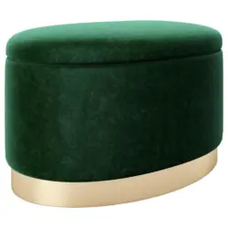 Hocker Rosanne Textil Gr&uuml;n Sitz Gepolstert H: 40 cm