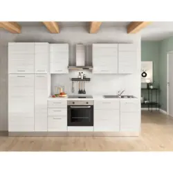 Küchenzeile Olimpia Mit Kühlschrank 300 cm Weiß