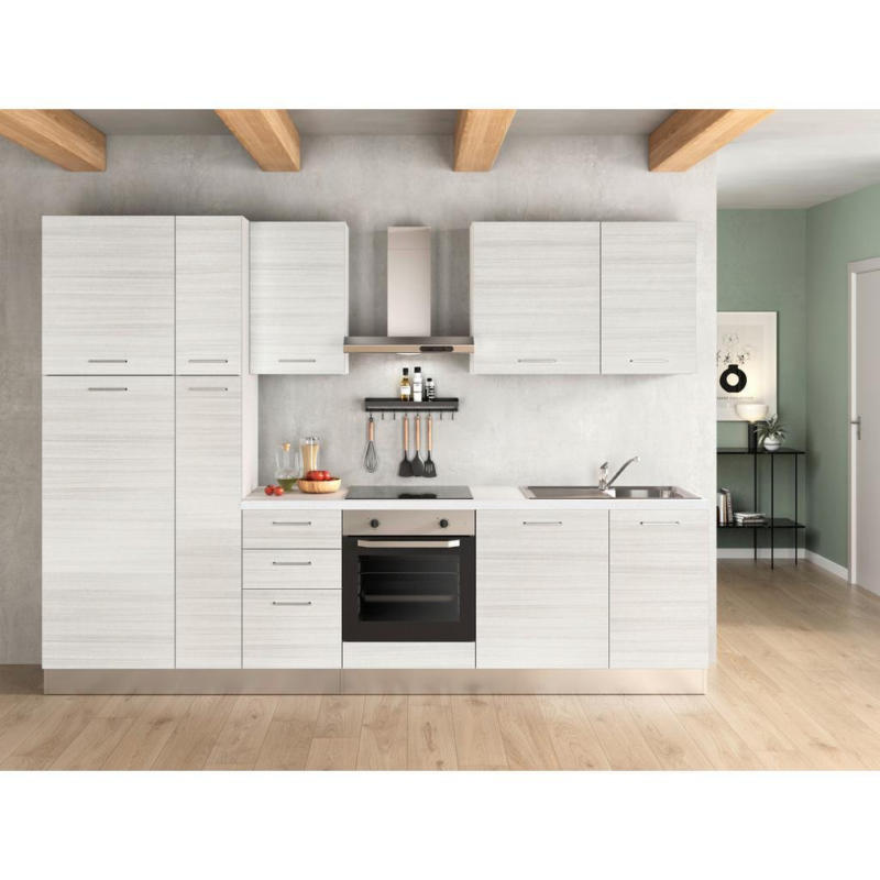 Küchenzeile Olimpia Mit Kühlschrank 300 cm Weiß