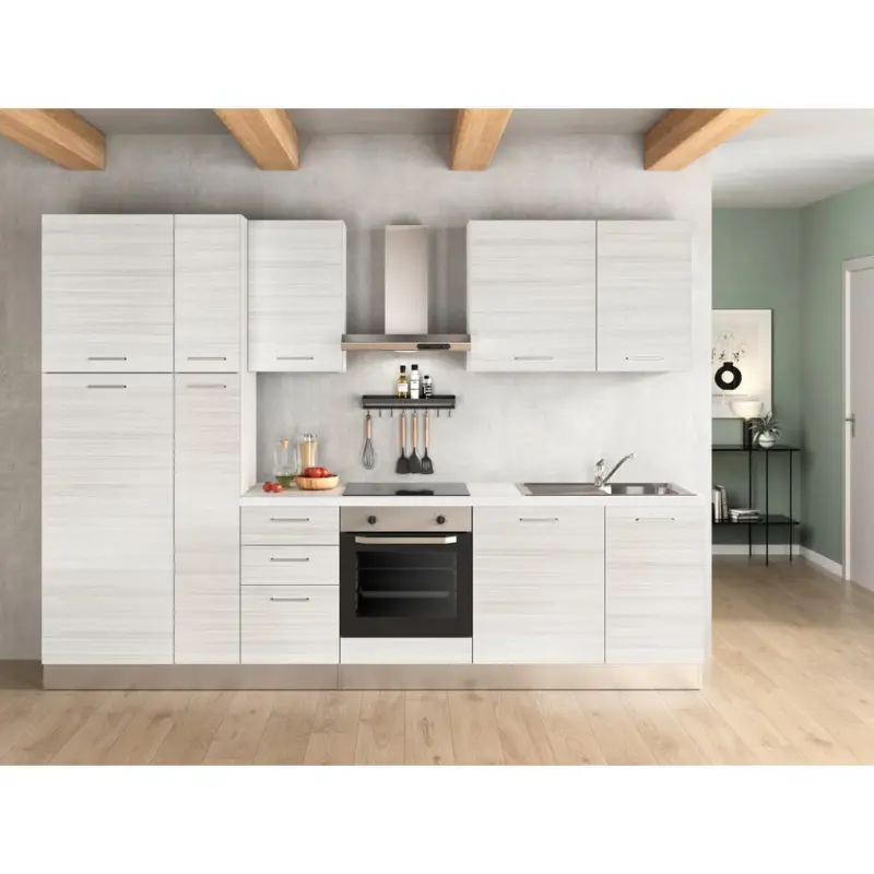 Küchenzeile Olimpia Mit Kühlschrank 300 cm Weiß
