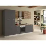 Möbelix Küchenzeile Freia Mit Geräte 285cm Anthrazit/nussbaum Dekor