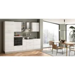 Küchenzeile Olimpia Mit Geräte 270 Cm Weiß/eukalyptus Dekor