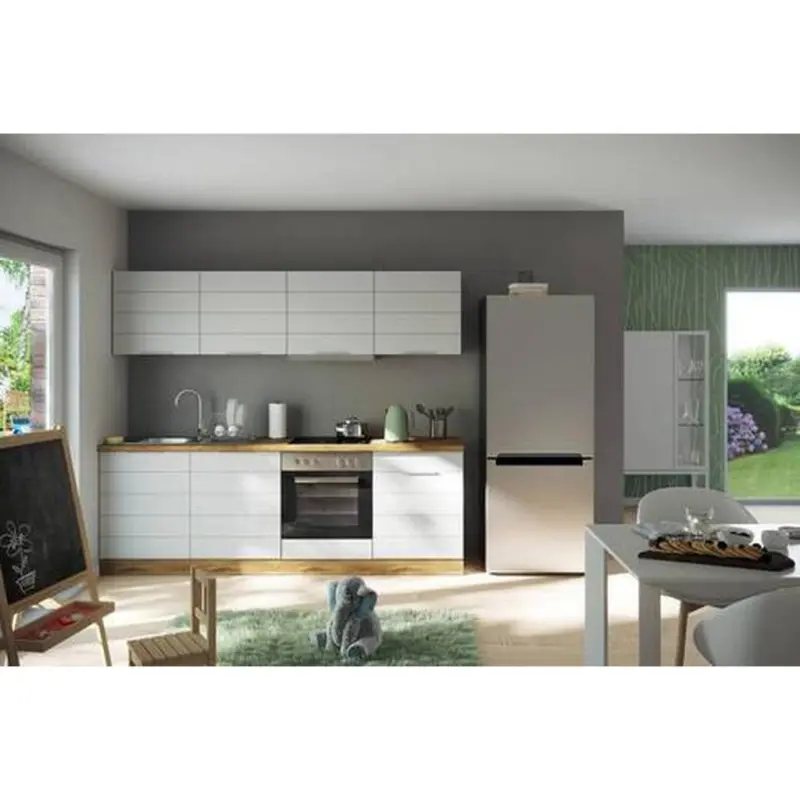 K&uuml;chenzeile Florenz M. Ger&auml;ten 240 Cm Wei&szlig;/eichefarben