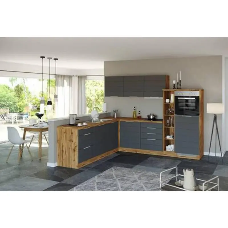 Einbauküche Eckküche Möbelix Florenz Ohne Geräte 240x270 Cm Grau/eichefarben