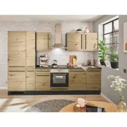 Küchenzeile Jazz 8 Mit Geräten 310 Cm Anthrazit/eiche Artisan