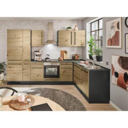 Einbauküche Eckküche Möbelix Jazz 8 Mit Geräte 310x175 Anthrazit/eiche Dekor