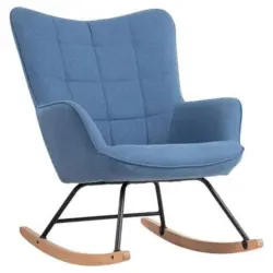 Schaukelstuhl mit Armlehnen Richie Echtholz/Webstoff Blau