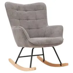 Schaukelstuhl Mit Armlehnen Richie Echtholz/cord Grau