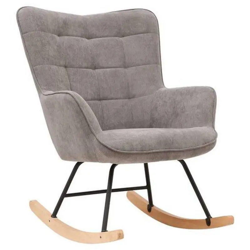 Schaukelstuhl Mit Armlehnen Richie Echtholz/cord Grau