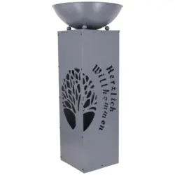 LED Dekos&auml;ule mit Schale Welcome H: 87 cm
