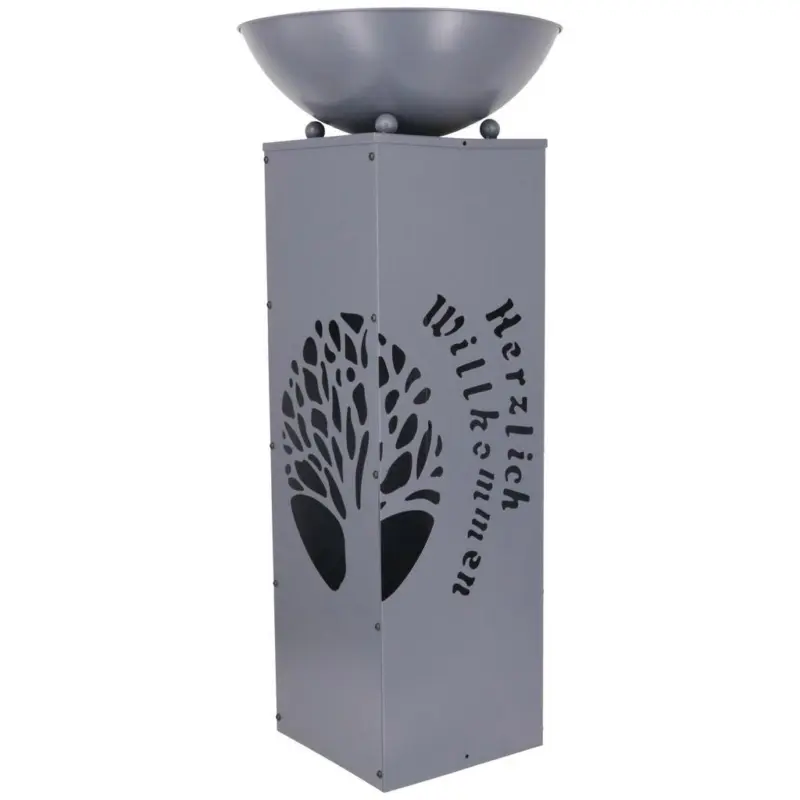 LED Dekos&auml;ule mit Schale Welcome H: 87 cm
